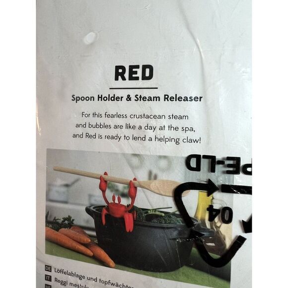 OTOTO Red The Crab Silicone Spoon Utensil Holder & Steam Releaser NEW - Picture 4 of 5